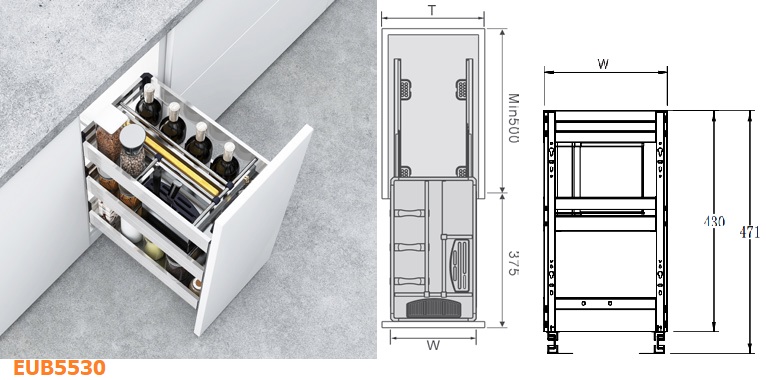Kệ dao thớt chai lọ đa năng EUROGOLD inox hộp EUB5520 EUB5525 EUB5530 EUB5535 EUB5540
