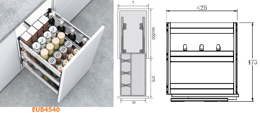 Kệ gia vị đa năng EUROGOLD inox hộp EUB4520 EUB4525 EUB4530 EUB4535 EUB4540