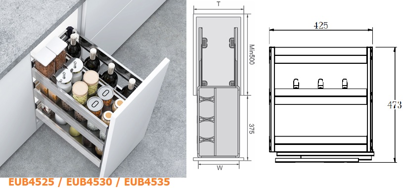 Kệ gia vị đa năng EUROGOLD inox hộp EUB4520 EUB4525 EUB4530 EUB4535 EUB4540