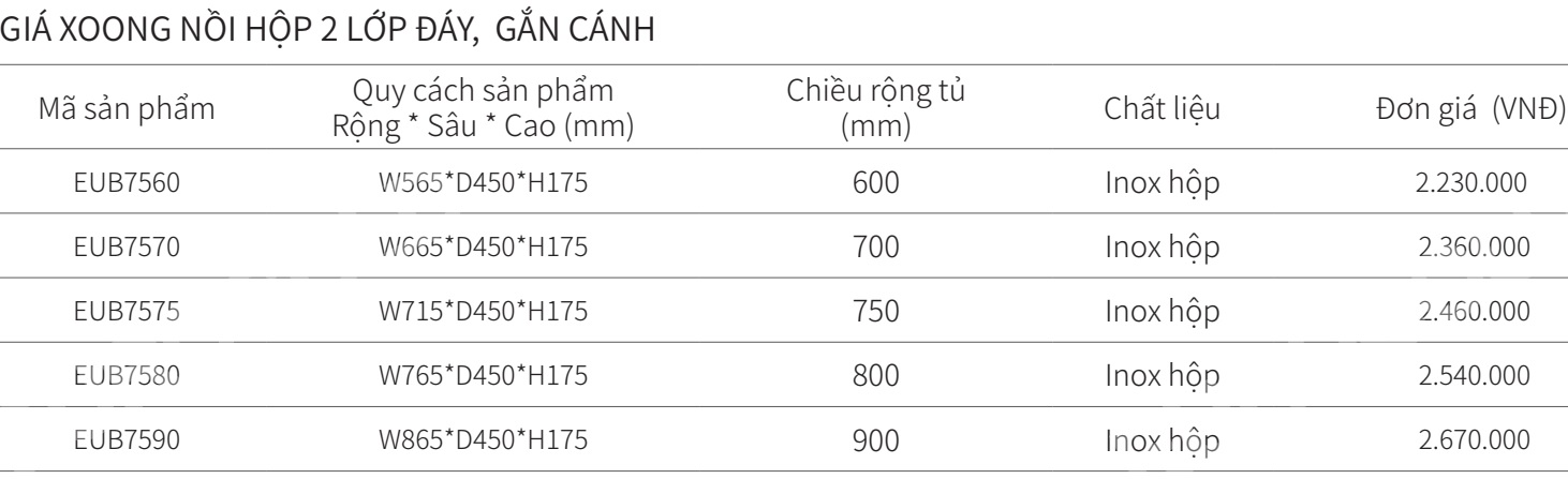 Kệ xoong nồi đa năng EUROGOLD inox hộp EUB7560 EUB7570 EUB7575 EUB7580 EUB7590
