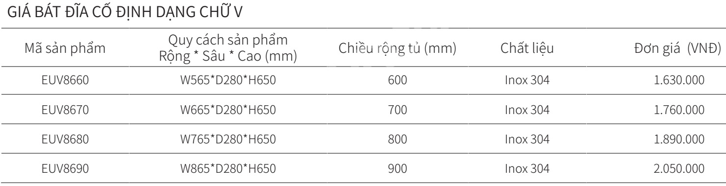 Kệ bát đĩa cố định 2 tầng EUROGOLD Inox 304 EUV8660 EUV8670 EUV8680 EUV8690