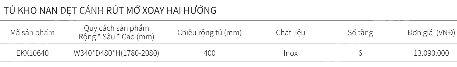 Kệ tủ đồ khô 6 tầng EUROGOLD nan dẹt cánh rút mở xoay 2 hướng EKX10640