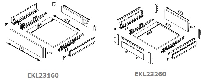 Kệ tủ đồ khô dạng ngăn kéo độc lập EUROGOLD EKL23160 EKL23260 EKL23560