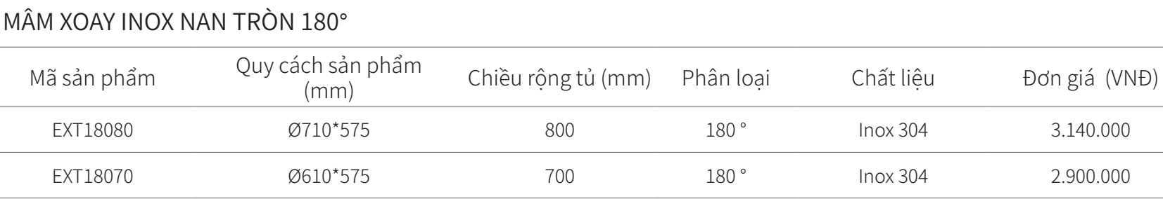 Mâm xoay 180 độ inox 304 nan tròn EUROGOLD EXT18070 EXT18080