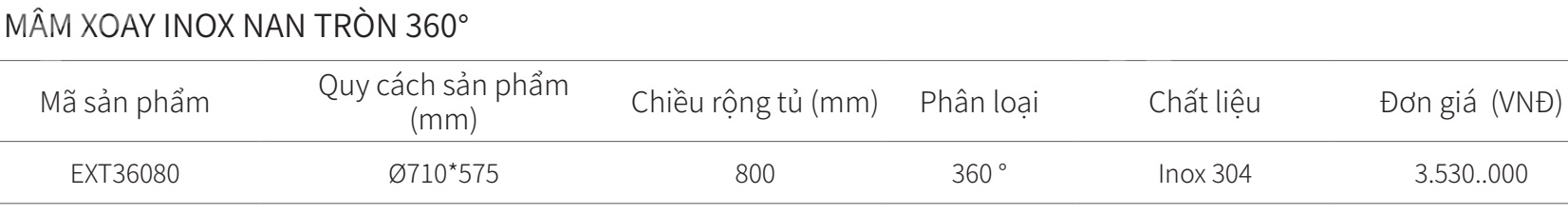 Mâm xoay 360 độ inox SUS304 nan tròn EUROGOLD EXT36080