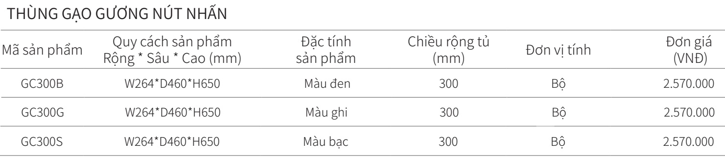 Thùng gạo mặt gương nút nhấn EUROGOLD GC300B GC300G GC300S