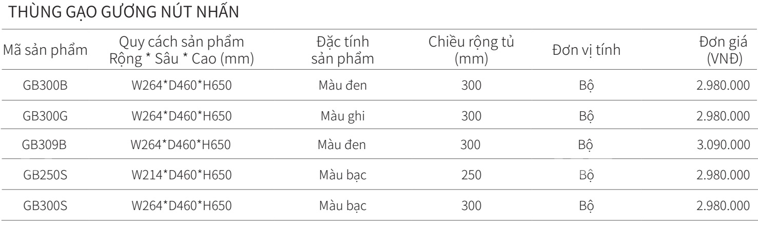 Thùng gạo mặt gương nốt nhấn EUROGOLD GB250S GB300S GB300B GB300G GB309B