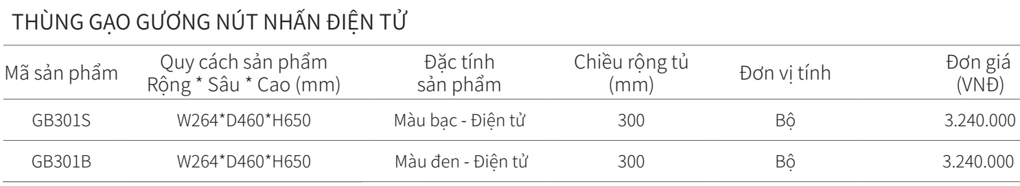 Thùng gạo mặt gương EUROGOLD nốt nhấn, màn hình điện tử GB301S GB301B