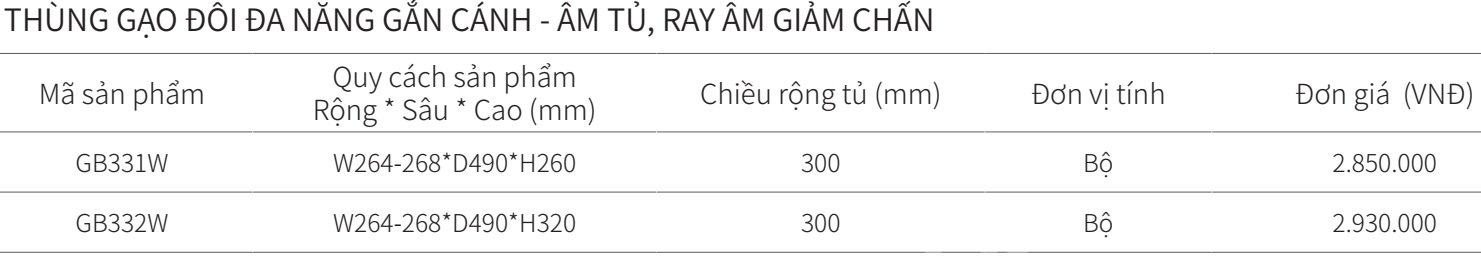 Thùng gạo đôi gắn cánh - âm tủ EUROGOLD GB331W GB332W