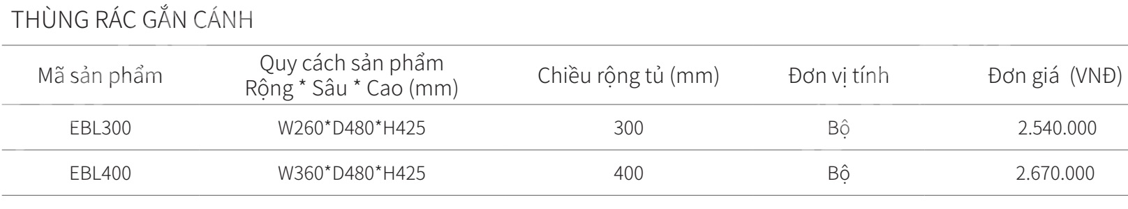 Thùng rác đôi gắn cánh âm tủ EUROGOLD EBL300 EBL400