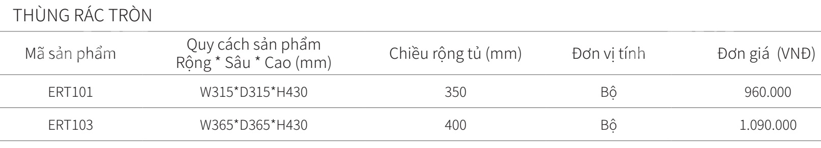 Thùng rác tròn gắn cánh đặt dưới bồn rửa EUROGOLD ERT101 ERT103