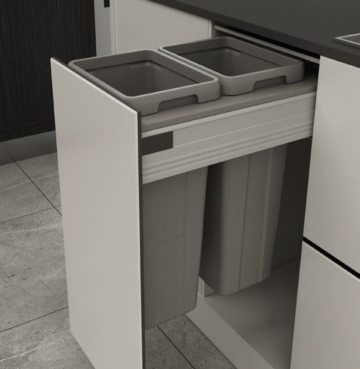 Thùng rác đôi gắn cánh ray hộp giảm chấn EUROGOLD EBA400