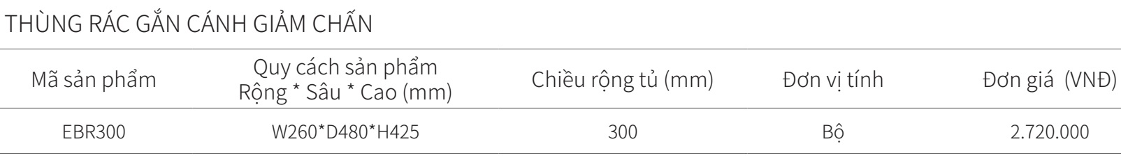 Thùng rác đơn gắn cánh âm tủ ray giảm chấn EUROGOLD EBR300 EBR400