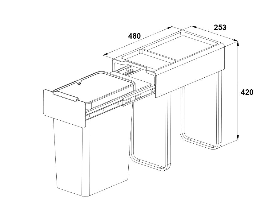 Thùng rác đơn gắn cánh âm tủ ray giảm chấn EUROGOLD EBR300 EBR400Thùng rác đơn gắn cánh âm tủ ray giảm chấn EUROGOLD EBR300 EBR400