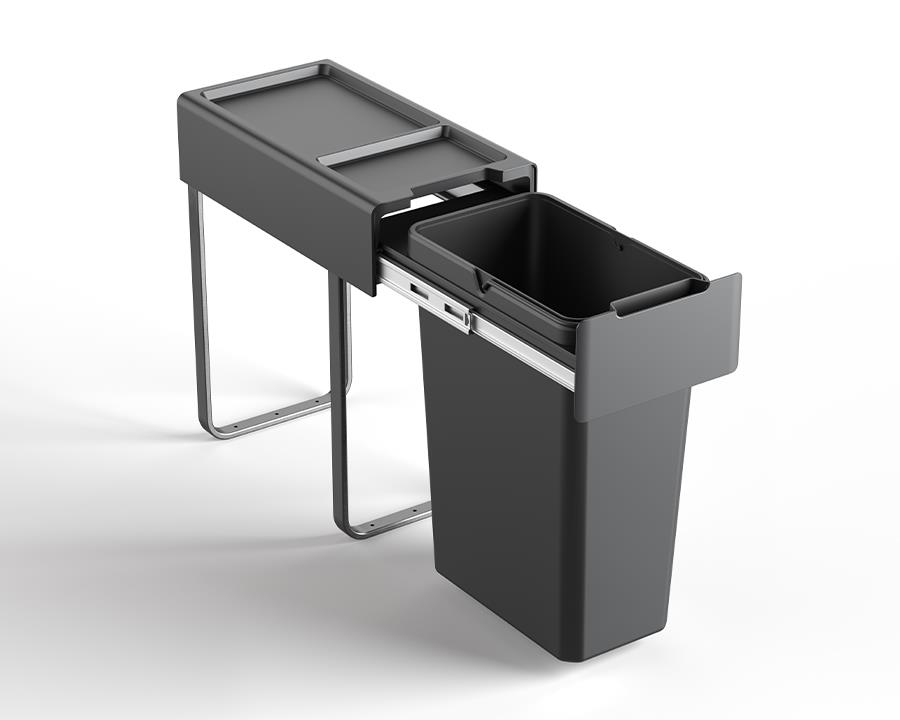 Thùng rác đơn gắn cánh âm tủ ray giảm chấn EUROGOLD EBR300