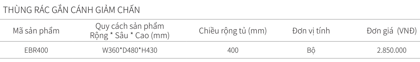 Thùng rác đôi gắn cánh âm tủ ray giảm chấn EUROGOLD EBR400