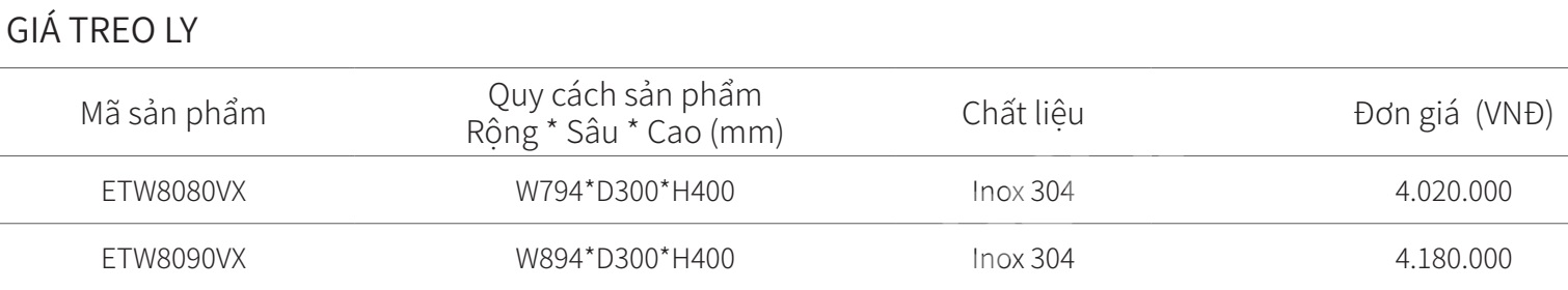 Giá treo ly rượu vang quầy bar Inox 304 EUROGOLD ETW8080VX ETW8090VX