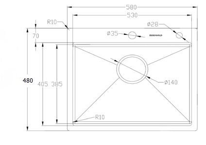 Chậu rửa bát 1 hộc inox SUS304 EUROGOLD EUC15848EA