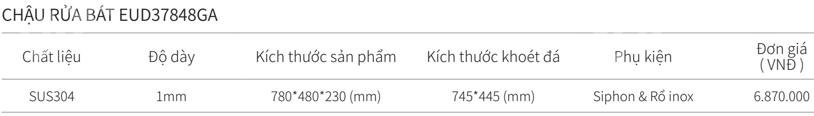 Chậu rửa bát 1 hộc inox SUS304 EUROGOLD EUD37848GA