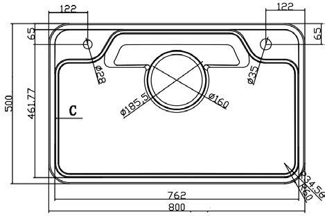 Chậu rửa bát 1 hộc inox SUS304 EUROGOLD EUC88050GA