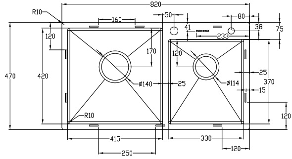 Chậu rửa bát 2 hộc inox SUS304 EUROGOLD EUC28248GA