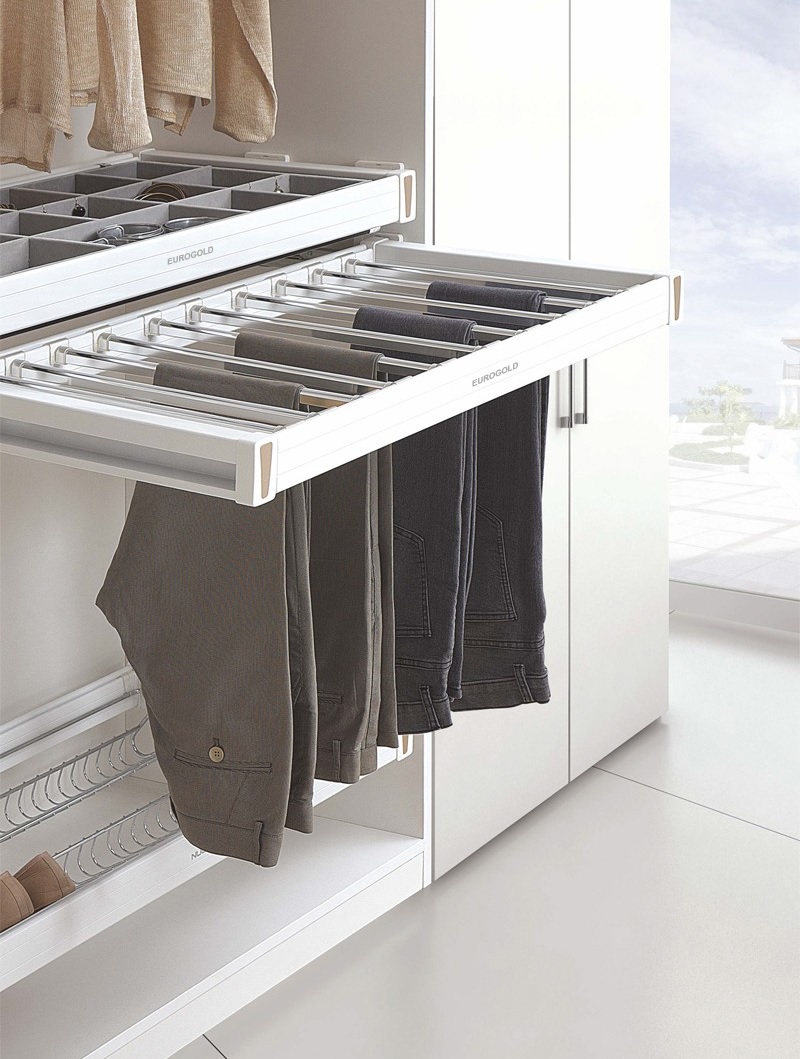 Kệ vắt quần âu EUROGOLD ray giảm chấn EUA4160 EUA4170 EUA4180 EUA4190