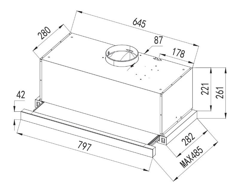 Máy hút mùi âm tủ 80cm Emberton EB-1166YS