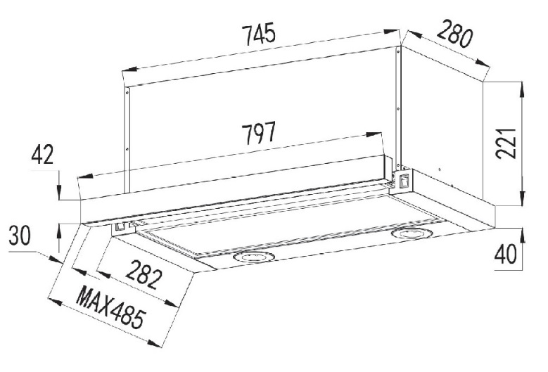 Máy hút mùi âm tủ 80cm Emberton EB-1011C
