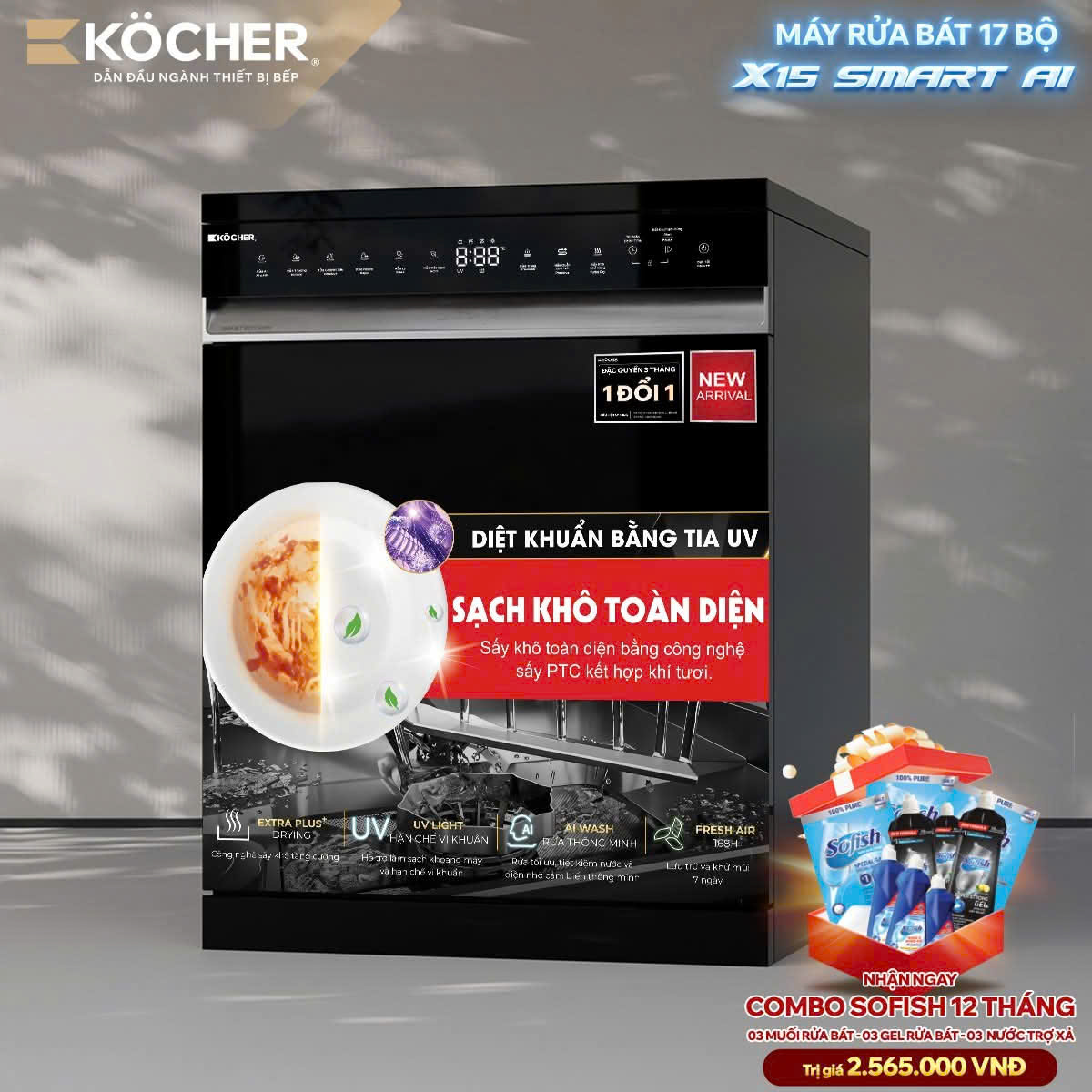 Máy rửa bát Kocher X15 SMART AI