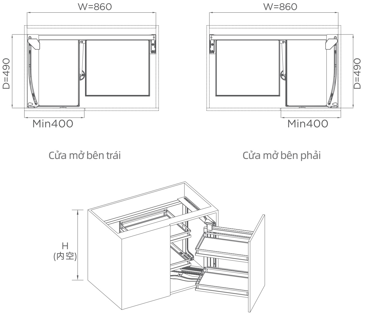 Kệ g&oacute;c li&ecirc;n ho&agrave;n Inox 304 Higold Diamond 2.0 101032 101033