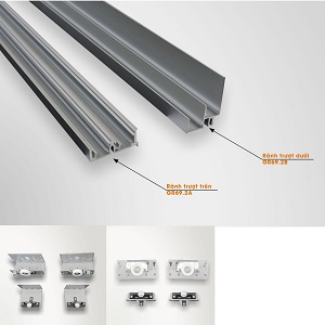 Ray trượt cửa lùa treo Garis GR69, cánh phủ khung