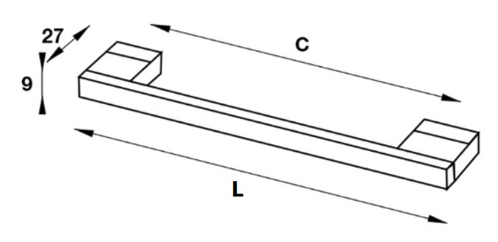 Tay nắm cạnh vuông Garis GH60 hợp kim nhôm, màu nhôm mờ