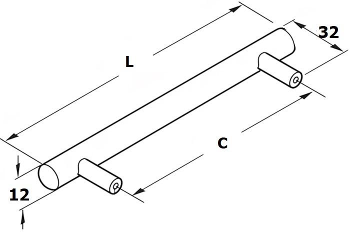 Tay nắm đũa, hợp kim nhôm, màu Tungsten Garis GH62