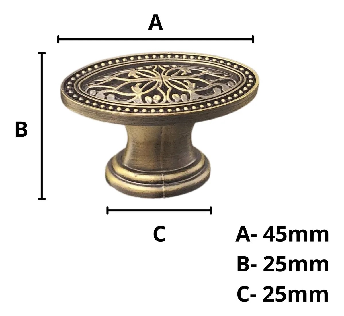 Tay nắm cổ điển, dạng núm oval, màu đồng Garis GE62.0