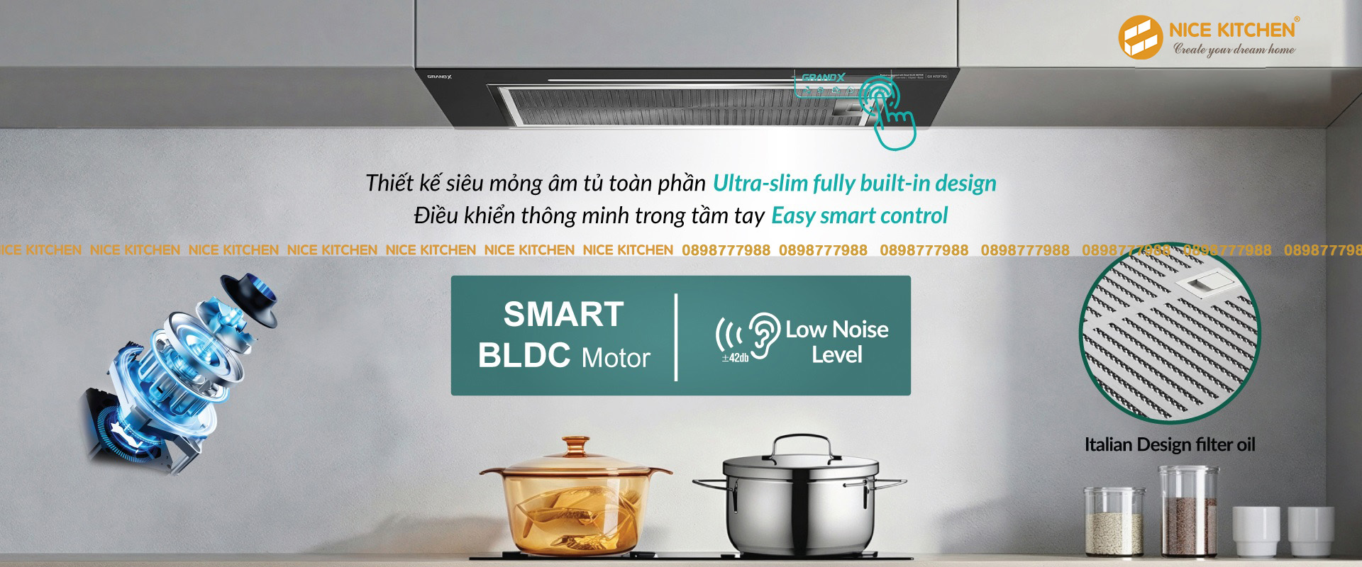 Máy Hút Mùi Âm Tủ Toàn Phần Grand X GX H70F79G