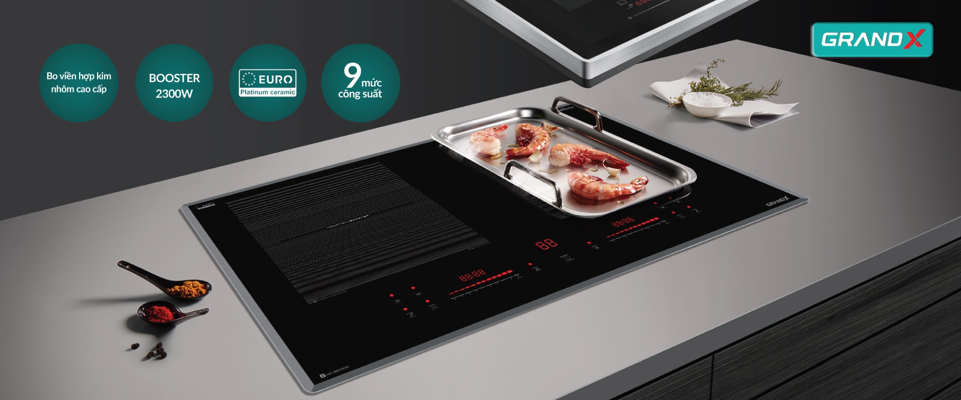 Bếp từ 2 l&ograve; Grand X GX IH658SE