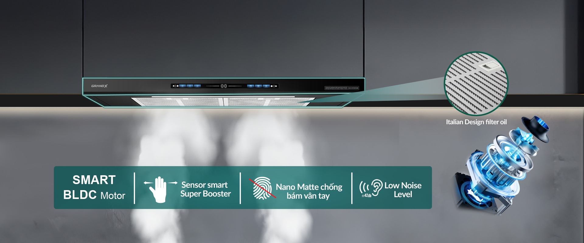 M&aacute;y h&uacute;t m&ugrave;i &acirc;m tủ GrandX GX H70F85B