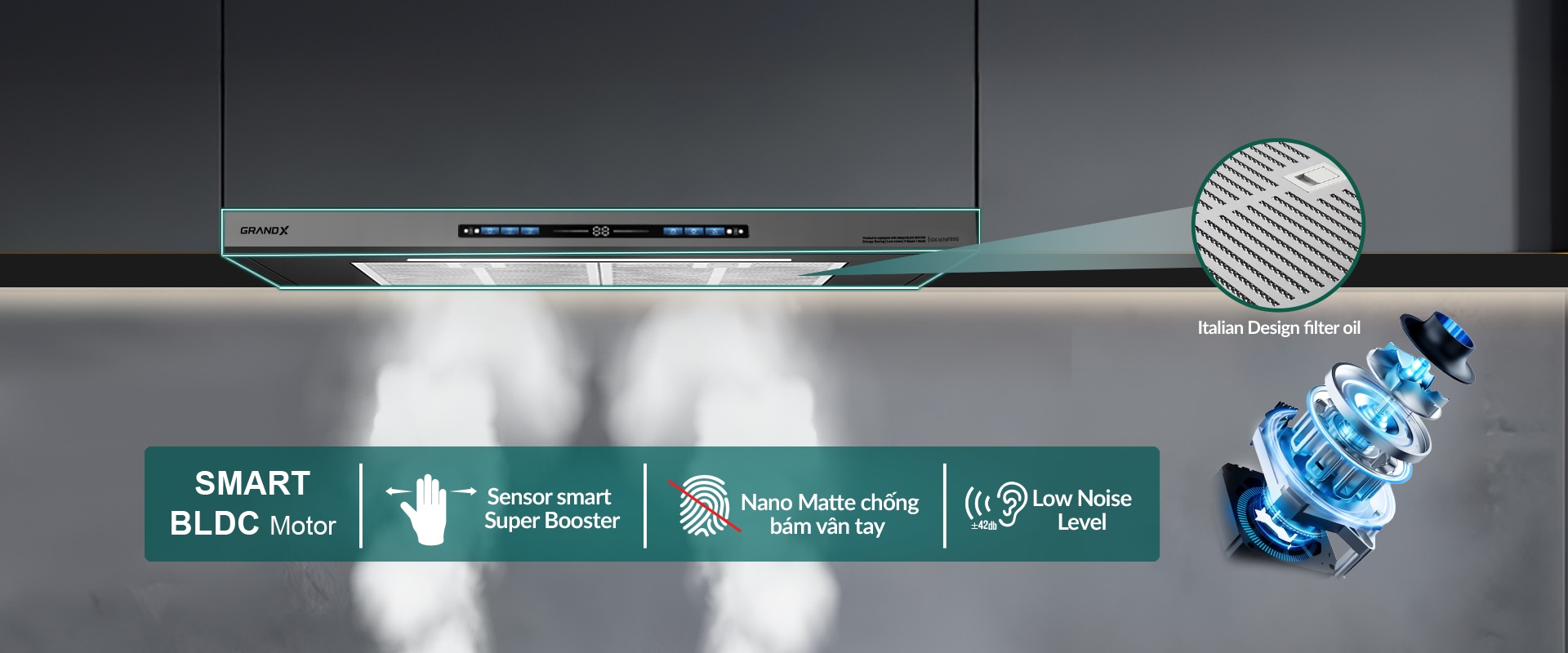 M&aacute;y h&uacute;t m&ugrave;i &acirc;m tủ GrandX GX H70F85G