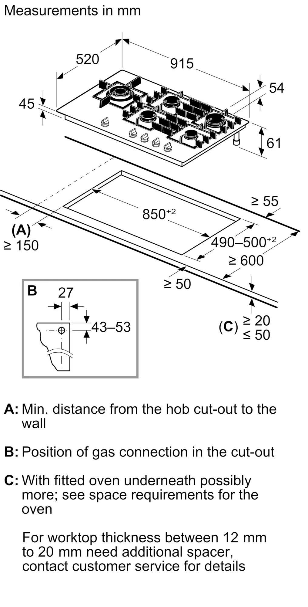 Bếp gas &acirc;m 5 l&ograve; Bosch PRS9A6H40 Seri 8
