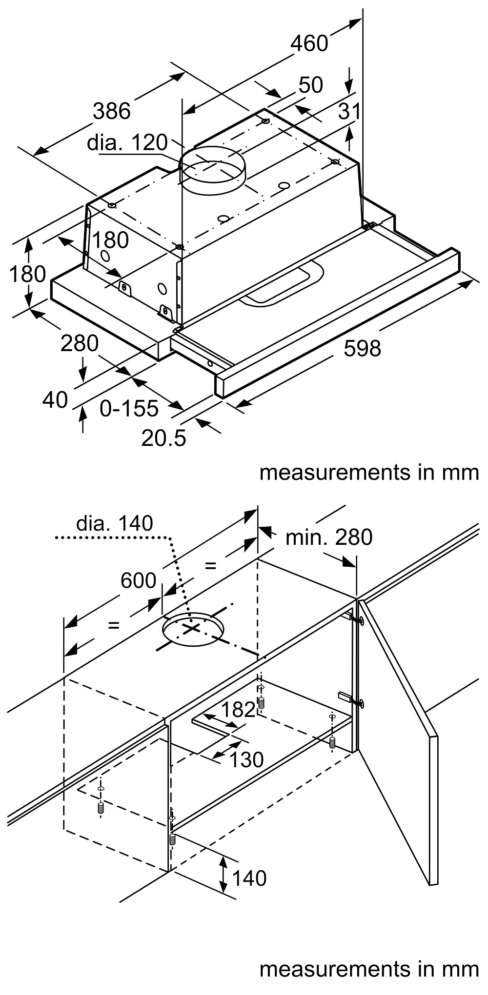 Máy hút mùi âm tủ 60 cm Bosch DFT63AC50 Serie 4
