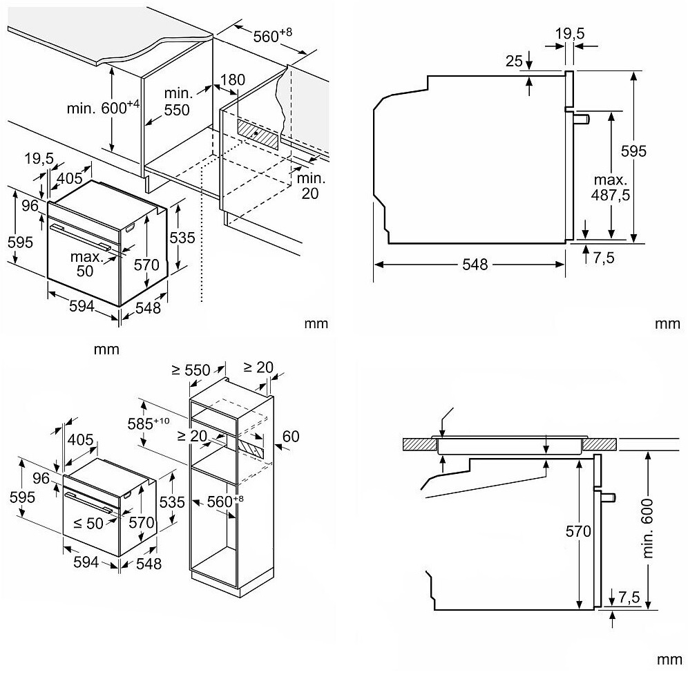 L&ograve; nướng &acirc;m tủ ki&ecirc;m nồi chi&ecirc;n kh&ocirc;ng dầu Bosch HBG536EB4 Serie 6