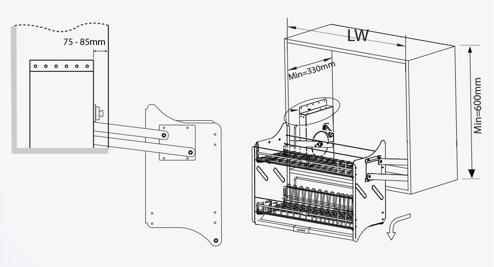 Gi&aacute; b&aacute;t đĩa n&acirc;ng hạ GARIS GLAG67 GLAG68 GLAG69 rổ Inox 304 khung nh&ocirc;m nh&ocirc;m m&agrave;u Champagne