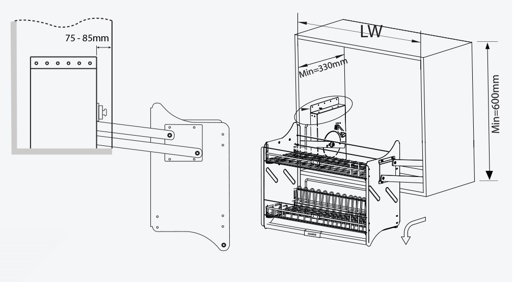 Gi&aacute; b&aacute;t đĩa n&acirc;ng hạ di động GARIS GLAT67 GLAT68 GLAT69 khung bằng nh&ocirc;m m&agrave;u Titan + rổ inox 304