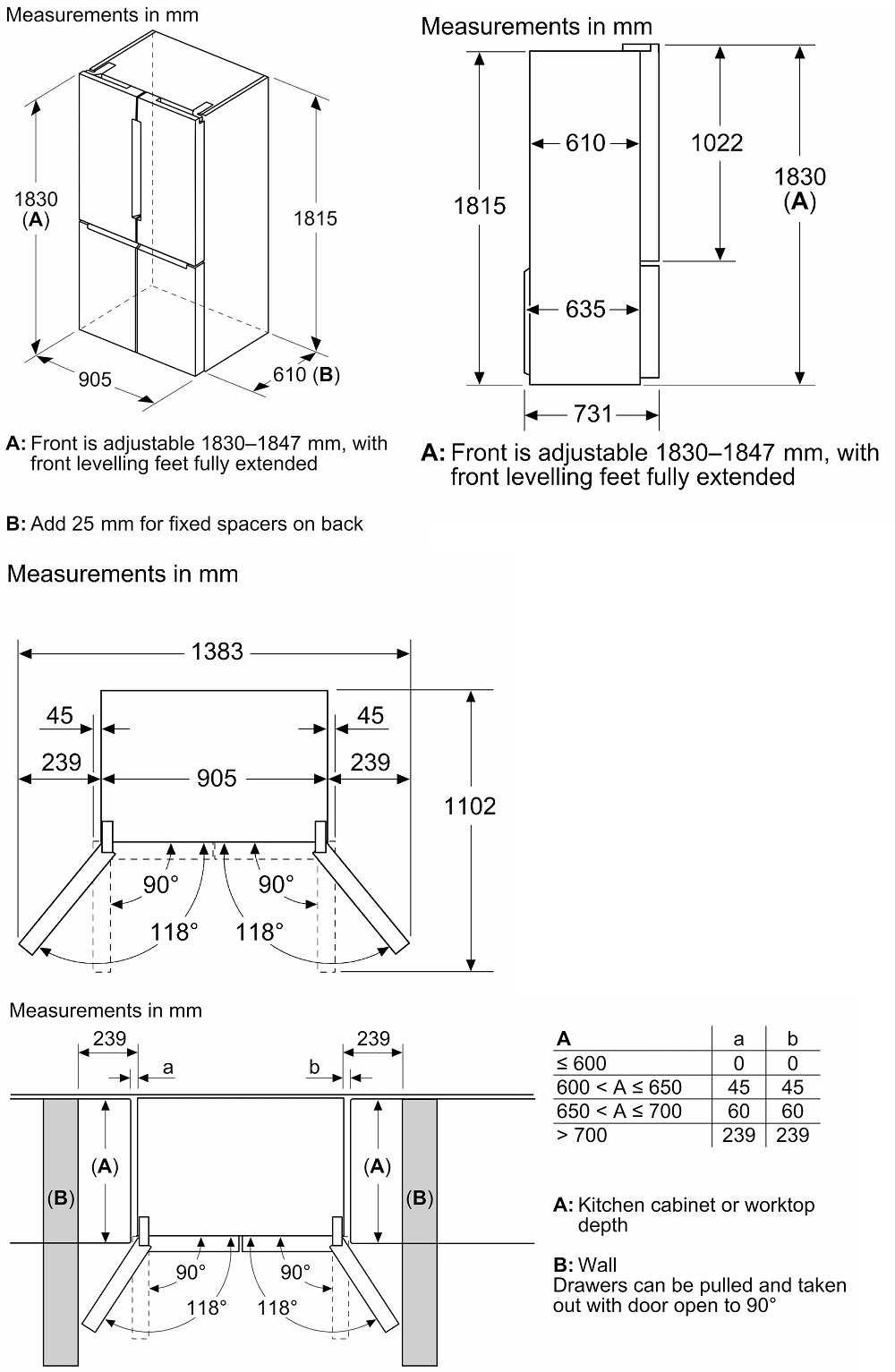 Tủ lạnh 4 cửa kiểu Ph&aacute;p Bosch KFN96APEAG Series 4