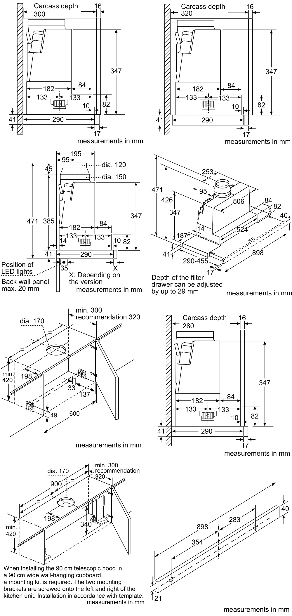 Máy hút mùi âm tủ 90 cm Bosch DFS097A51B Series 4