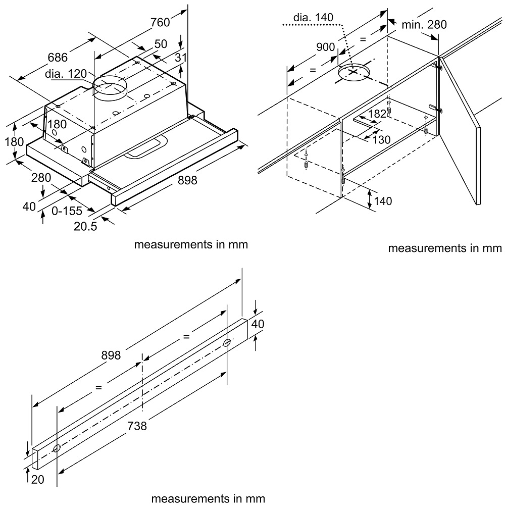 M&aacute;y h&uacute;t m&ugrave;i &acirc;m tủ 90 cm Bosch DFT93AC50 Series 4