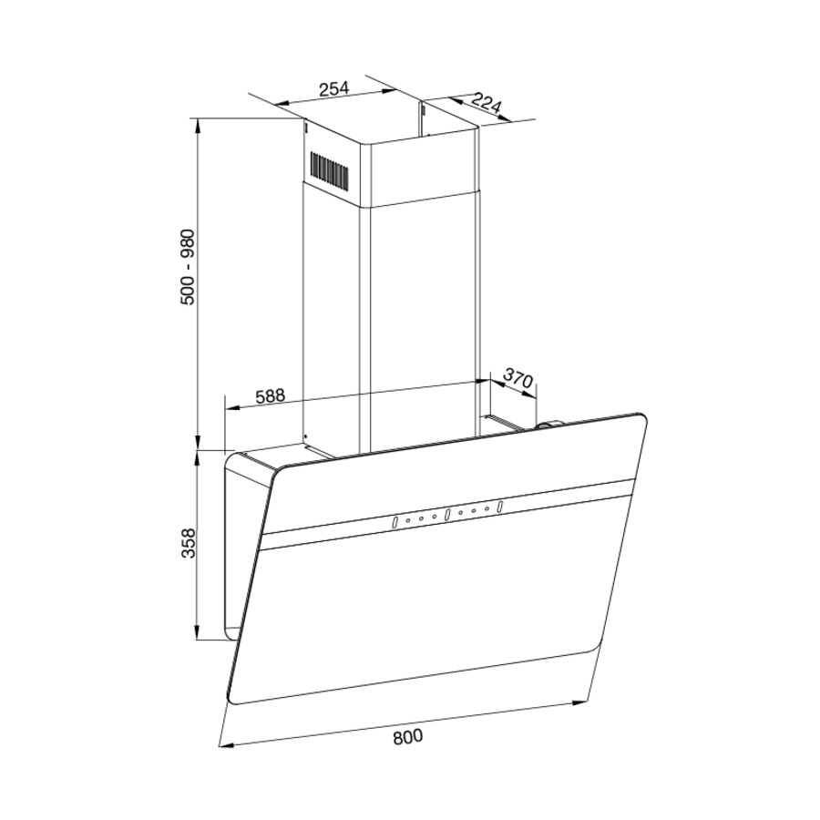 Máy hút mùi áp tường dạng nghiêng 80cm Malloca EcoKitchen MC80ECO