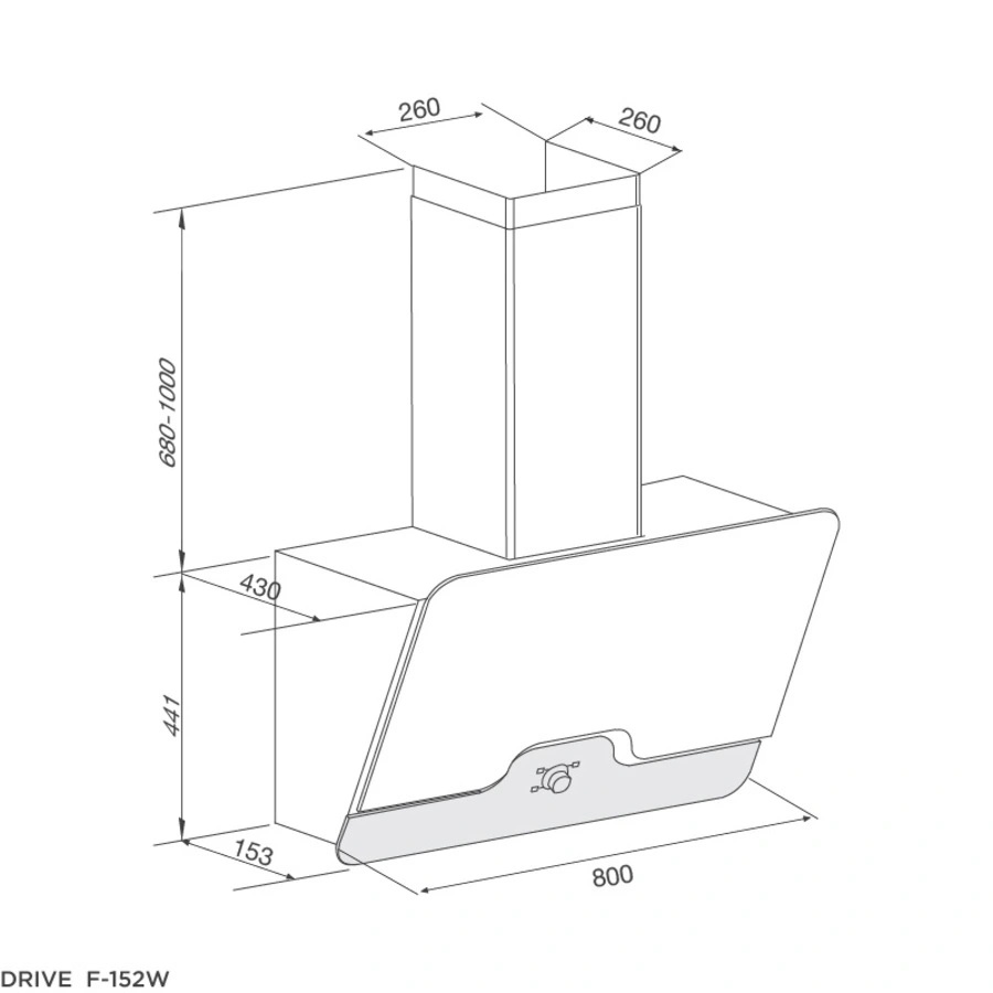 Máy hút mùi áp tường dạng nghiêng 80cm Malloca DRIVE F152W