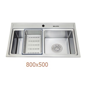 Chậu rửa chén 2 hố inox 304 kích thước 80cm Malloca MS8812