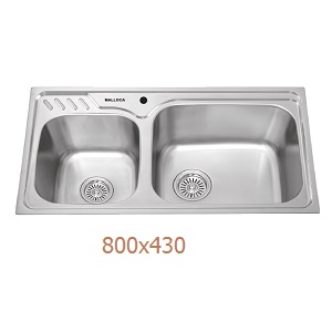Chậu rửa chén 2 hố inox 304 kích thước 80cm Malloca MS1003New
